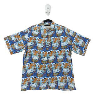 Reyn Spooner Men M Dietrich Varez Shirt Blue Maui Canoe Ulua Fishing Hook Makau